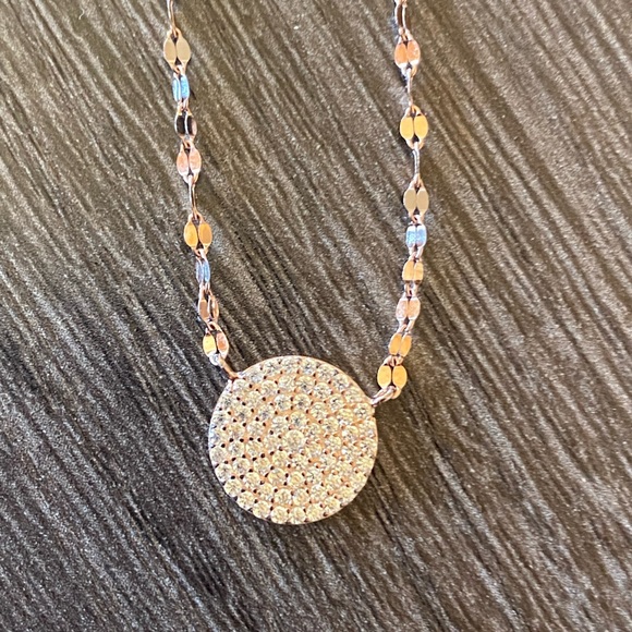 - stunning 925 dainty, bronze coloured mirrored chain & crystal pendant. Nwot - Picture 5 of 6